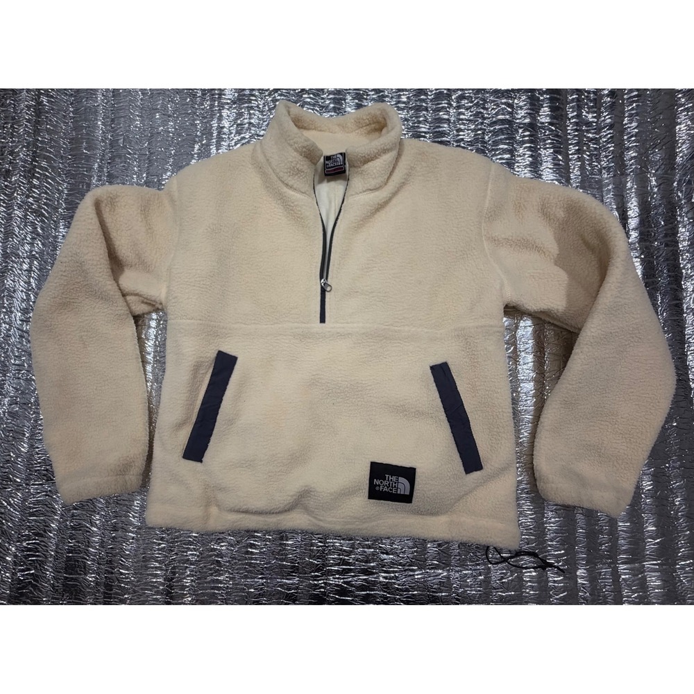 The North Face Flight Series Sherpa Fleece Quarter Zip Pullover Cream Mens Small
